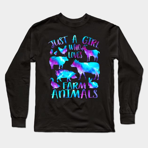Just a girl who loves farm animals Long Sleeve T-Shirt by PrettyPittieShop